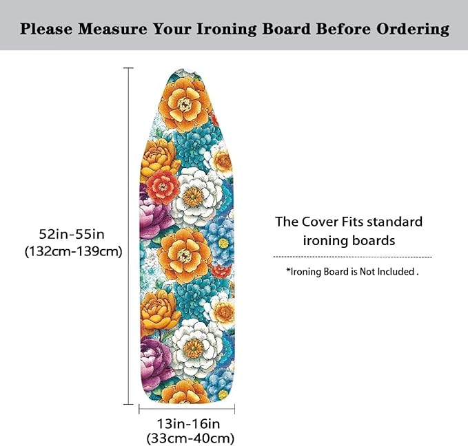 Boho Mandala Steam Ironing Board Cover 3 Fasteners Elastic Edge, Washable