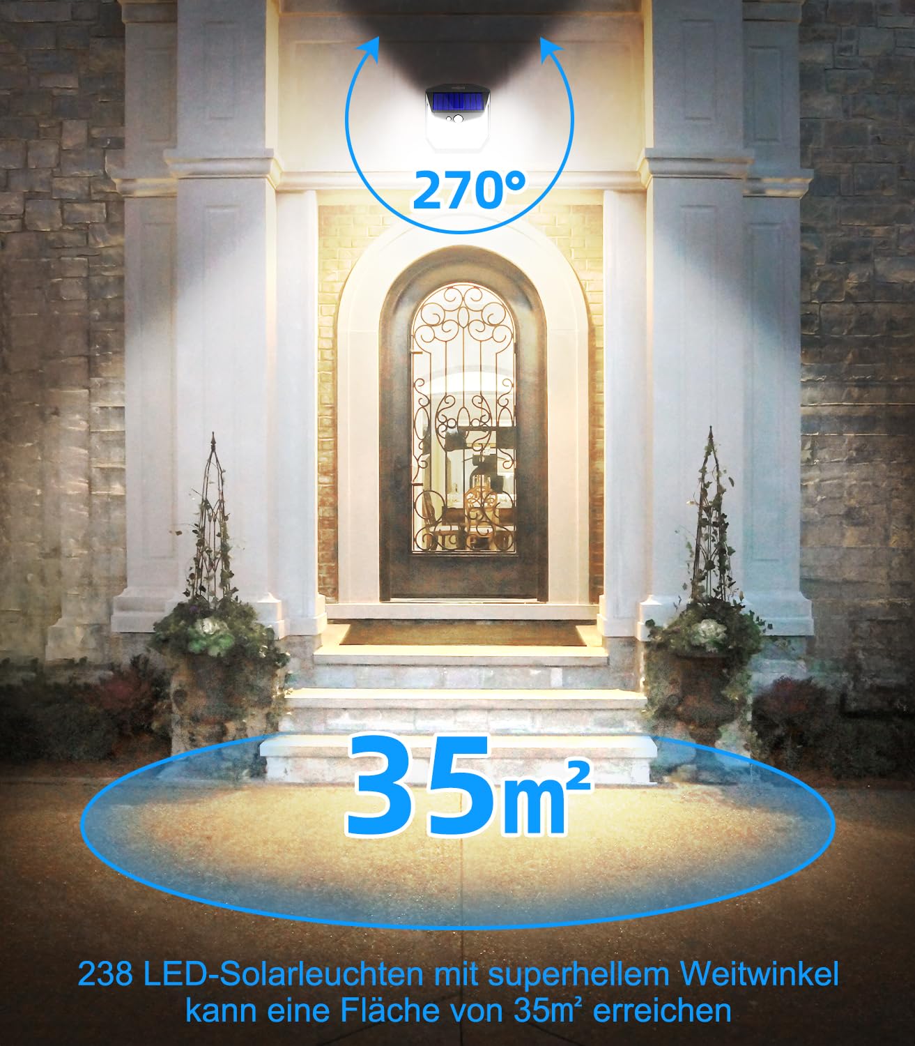 Solar Security Lights Outdoor Garden: 248 LED Solar Powered Outside Light 3 Modes Motion Sensor and 270°Wide Angle IP65 Waterproof Solar Power Wall Lighting For Fence Flood Door Garage Yard 4 Pack