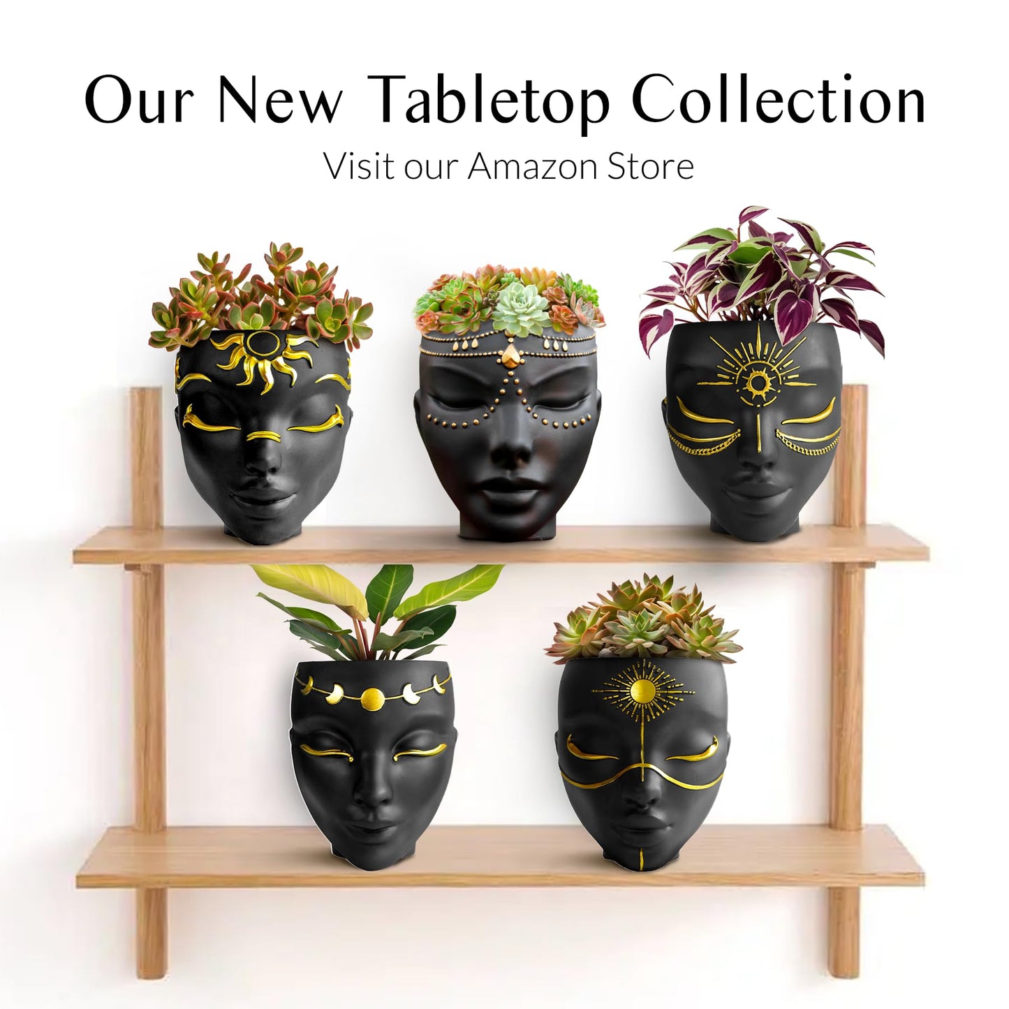 Bossa Linda Wall Planter | Unique Face Planters Pots - Plant Gifts for Indoor Plant Lovers Gift Ideas - Succulent Plant Gift - Tranquilo Black