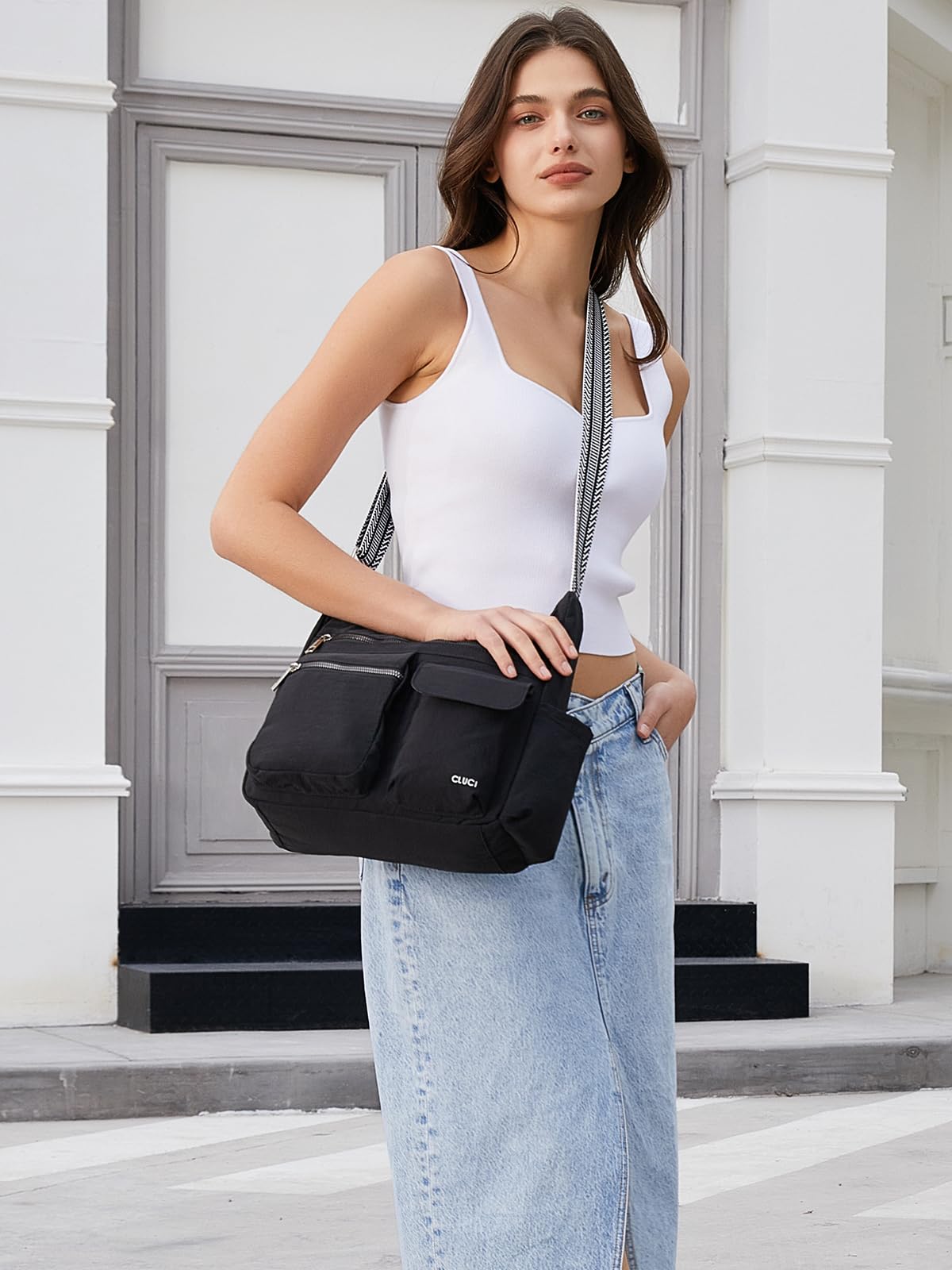 CLUCI Travel Purses for Women, Waterproof Nylon Crossbody Bags for Woman Trendy, Anti Theft Shoulder Handbags for Ladies