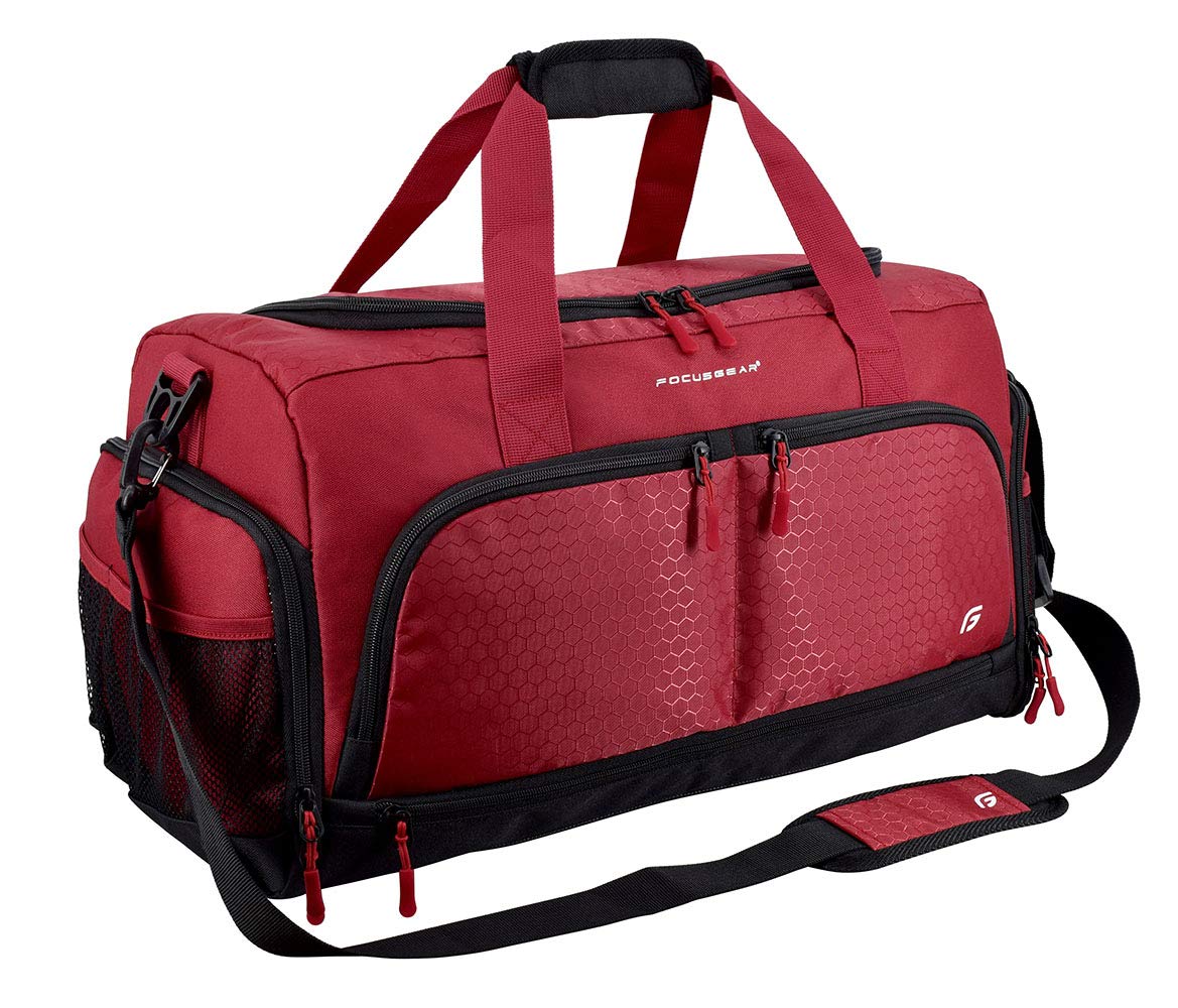 Ultimate Gym Bag 2.0: The Durable Crowdsource Designed Duffel Bag with 10 Optimal Compartments Including Water Resistant Pouch, Red, Medium (20"), Red, Medium (20")