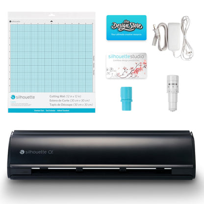 Silhouette America Cameo 5 Alpha (α) - Smart Cutting Machine for Print & Cut - Quiet Operation with AutoBlade, Studio Software, Cutting Mat- Matte Black (Machine)