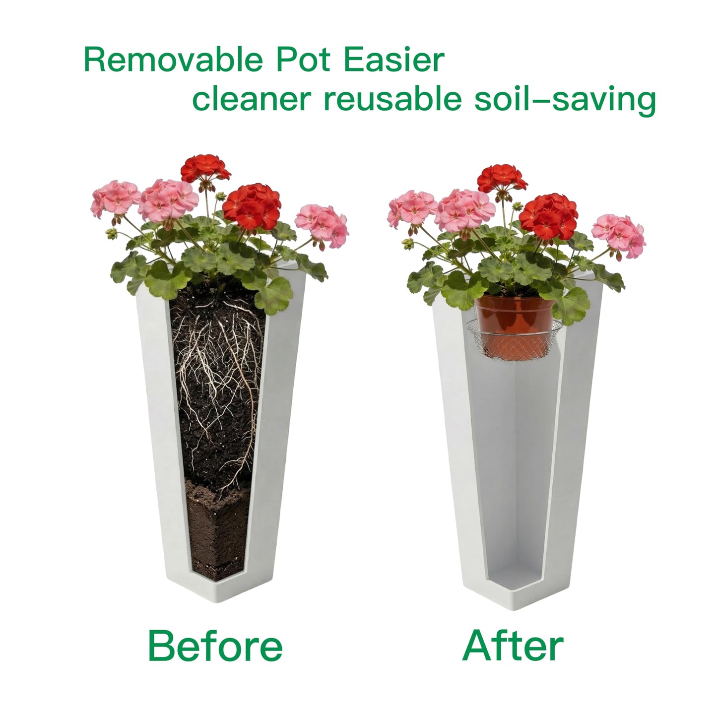 YAHSHYEN 2-Pack Adjustable Planter Insert, Heavy Duty Plant Riser for Large Pots, Drainage & Airflow Support, Fits 10-18 inch Pot