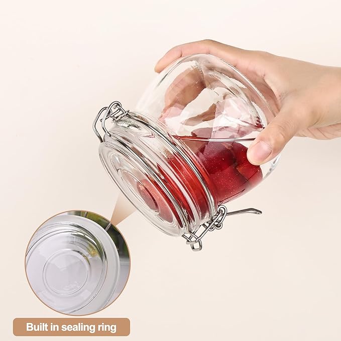 Liuruiyu 16oz - 6 Pack Round Glass Jars