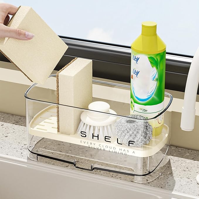 Sponge Holder for Kitchen Sink, Countertop Sink Caddy for Sponges, Brush &