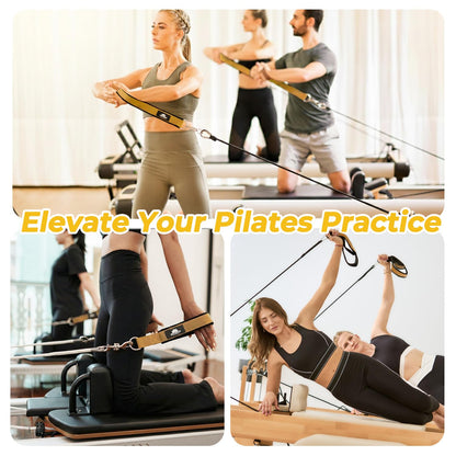 Lights Mountain Leather Pilates Double Loop D-Ring Straps - Soft Fleece Lined for Reformer, Dual Loops for Hands & Legs, Home & Studio Gym Accessories