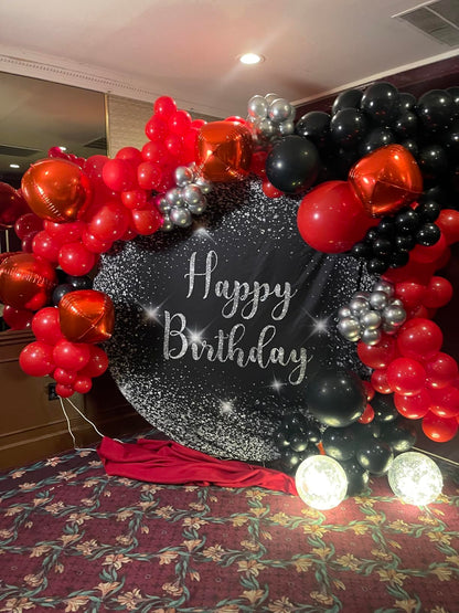 12Pcs Red Round Foil Balloons, 22" 15" 10" 4D Ball Balloons, Metallic Red Foil Balloon for Wedding Birthday Graduation Christmas New Year Party Decoration Supplies Backdrops