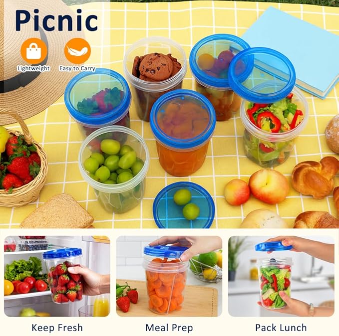 10 Pack 34oz Reusable Freezer Food Storage Containers