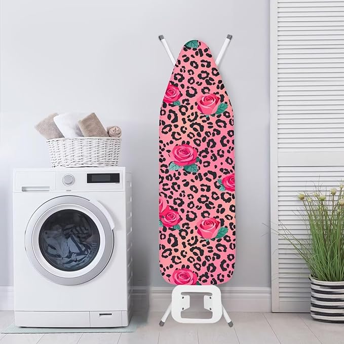 Leopard Print Rose Ironing Board Cover Dec Cover Scorch Stain Resistant Ironing