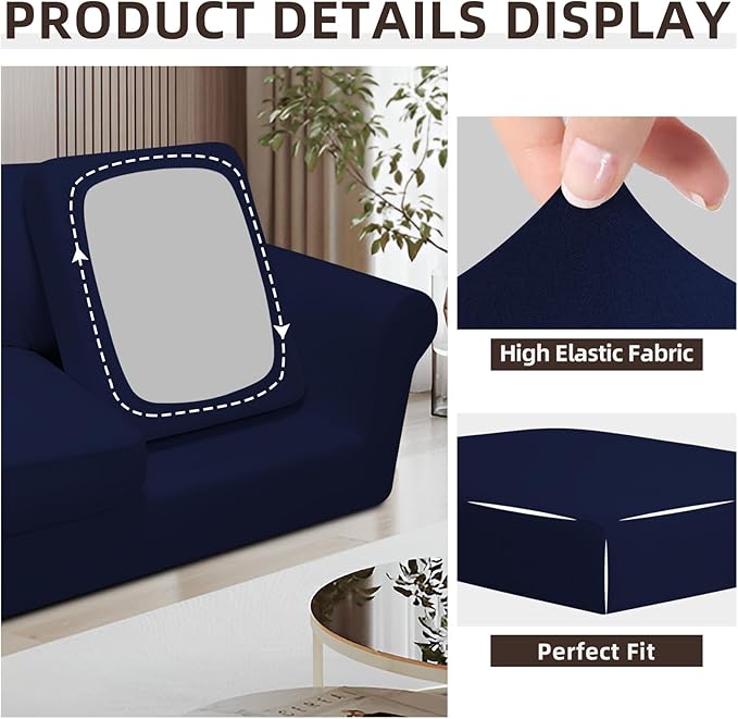 Easy-Going 5 Pieces Stretch Loveseat Cover Washable Loveseat Slipcover Set