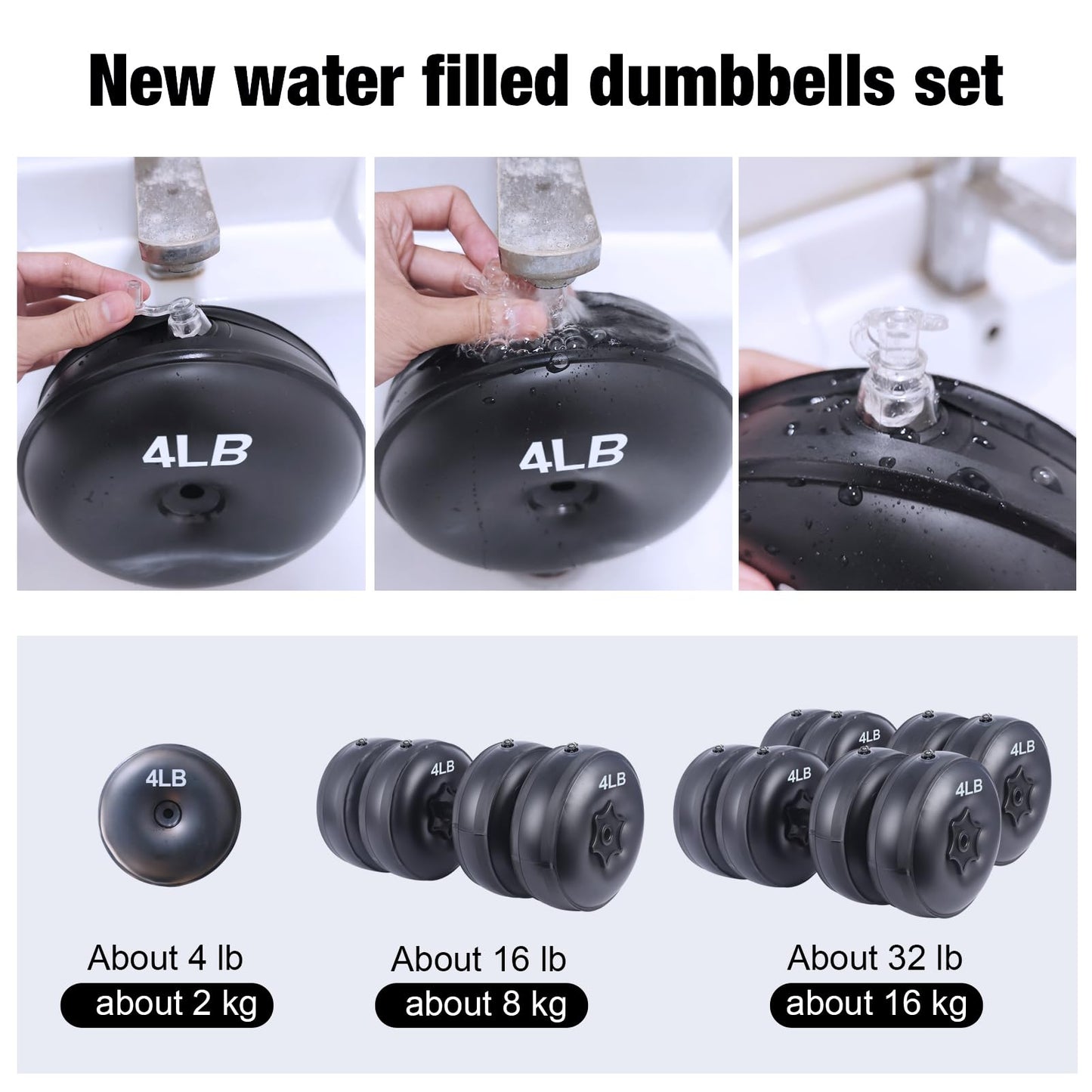 Water Filled Dumbbells Set - Water Filled Weights - Portable Travel Weights - Weights Adjustable Dumbbells - Portable Fitness Equipment - Strength Training - Fitness and Shaping