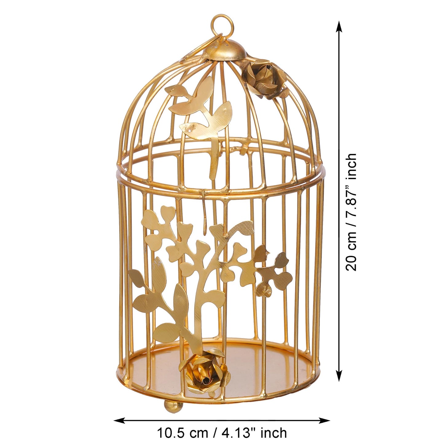 Webelkart Gold Colour Metal Iron Bird Cage tealight Candle holder with Flower Vine- Diwali Candle Holder- Diwali Decorations items For Home Decor