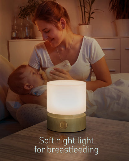 Smilodon Timer Night Light,Dimmable LED Bedside Lamp,Night Light Kids and Baby Nursery,Woodgrain,Sleep Aids Light,Rechargeable,Battery Operated