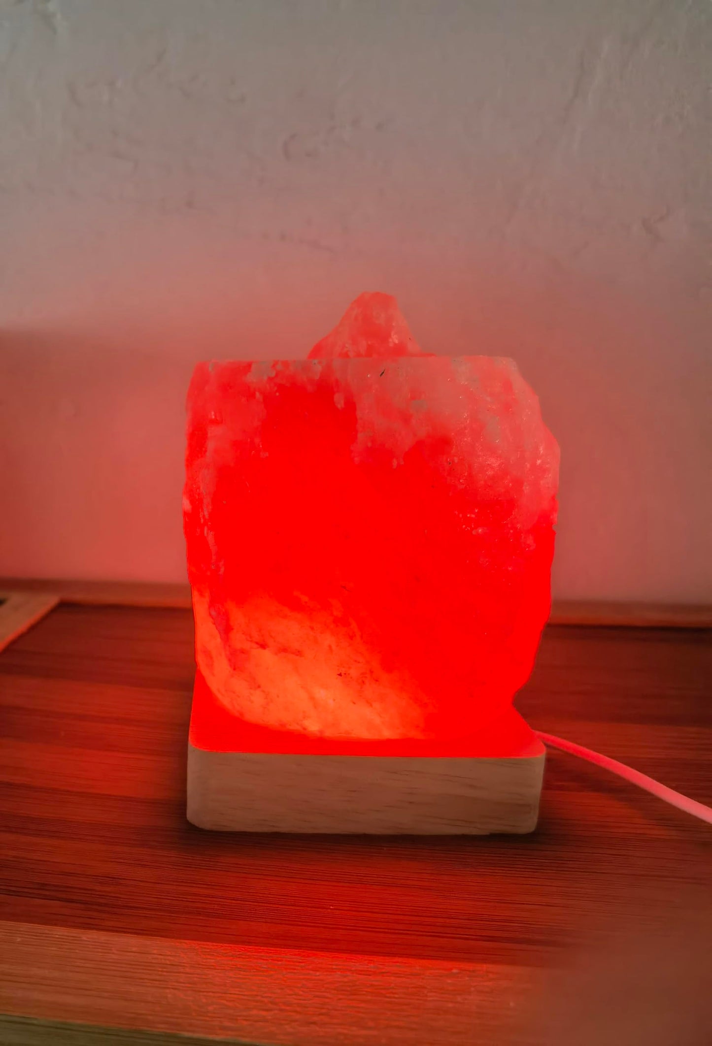 YZYOE USB Colour Gradient Himalayan Salt lamp,Solid Wood Based Atmosphere Decoration Natural Shape Salt lamp with Remote Control, Natural Crystal Stone Bedside Night Light, Handmade Crafts.