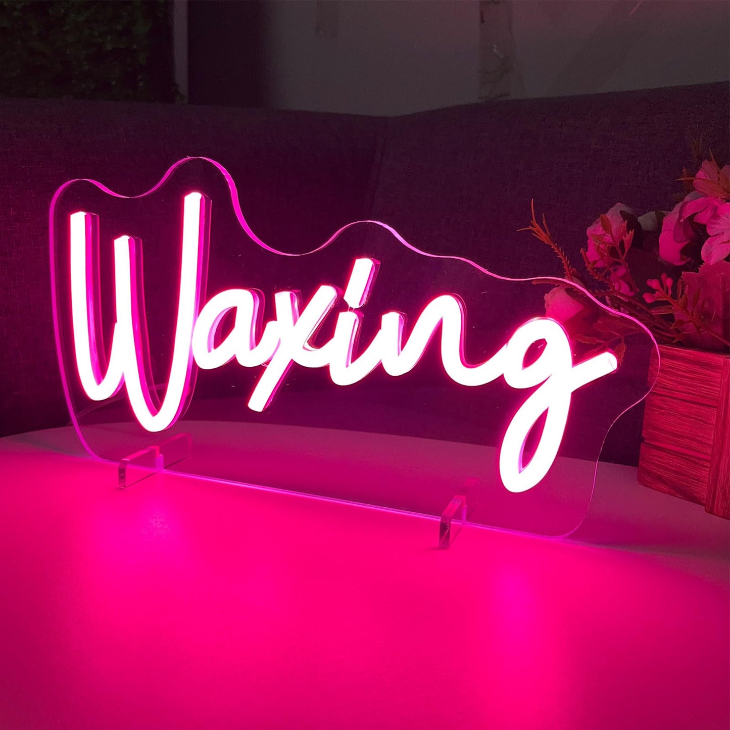Waxing Table Number Neon Sign Desk Lamp Night Light Wedding Letter LED Neon Sign Wedding Table Decorations Neon Light Shop Bedroom Home Room Decor Christmas Party Pink USB 30×15.7 CM