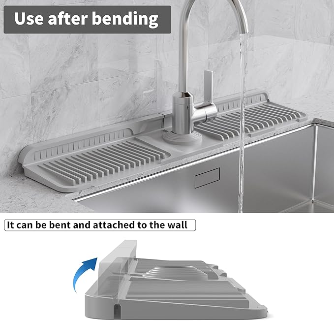 WAFT YEARN 24X5 Inch Silicone Durable Faucet Mat Kitchen Sink Splash Guard