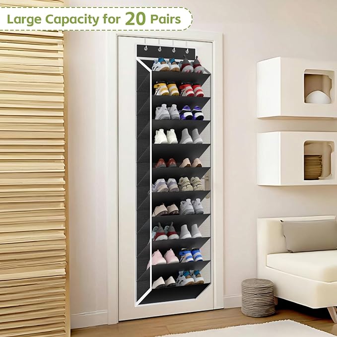 KEEPJOY 10 Tiers Mesh Over Door Shoe Organizer Storage, Hanging Shoe Holder