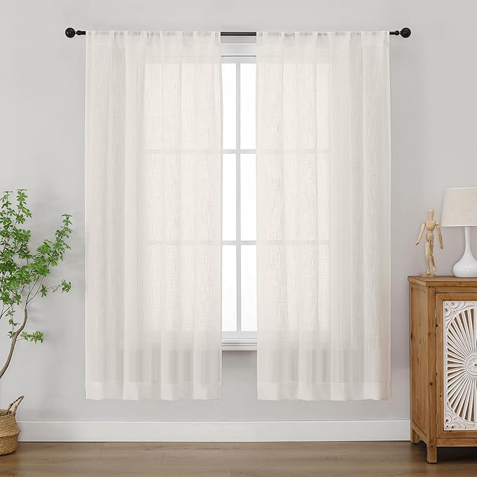Chyhomenyc Semi Sheer Curtains 63 Inch Length 2 Panels