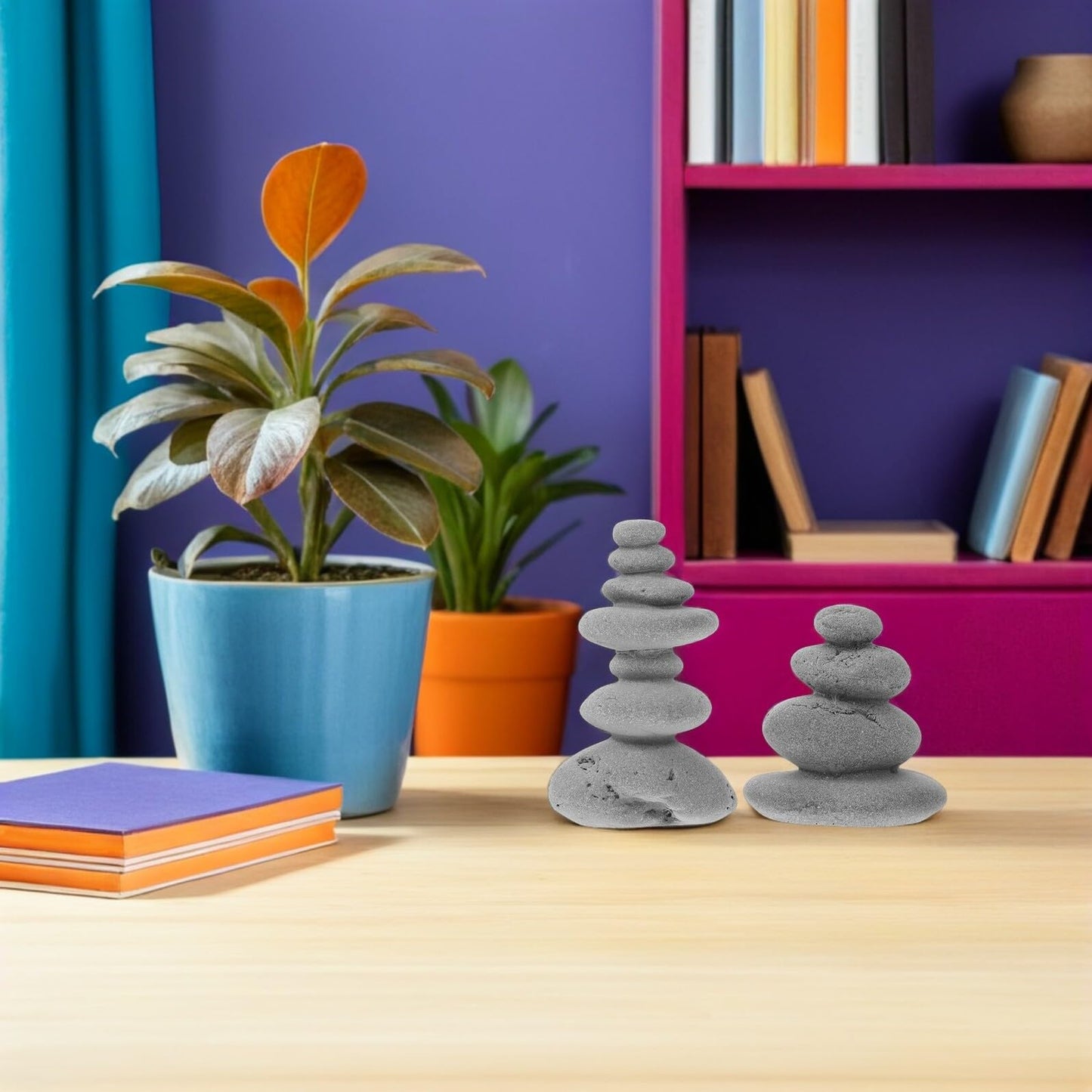 VOSAREA 2pcs Stone Sculptures Stacking Stone Statue Handmade Rocks Statues Garden Rocks Cairn Balancing Yoga Meditation Accessories Micro Landscape Ornament for Home Office