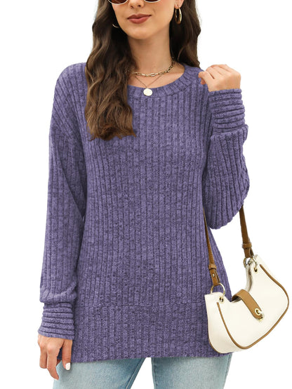 JomeDesign Sweaters for Women Long Sleeve Shirts Crew Neck Sweatshirt Lightweight Casual Tunic Tops