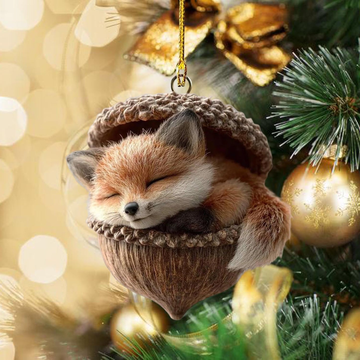 Christmas Tree Decoration,5Pcs Cute Animals Christmas Tree Acrylic Pendant, Fun Pinecone Xmas Hat Xmas Tree Accessories Christmas Pendants Hanging,Owl Rabbit Fox Christmas Ornament