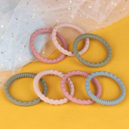 Silicone Teether Bracelet, Soft Silicone Teether Rings with Organic Featuring Multiple Raised Textures to Soothe Gums, Food Grade Silicone, BPA & Phthalate