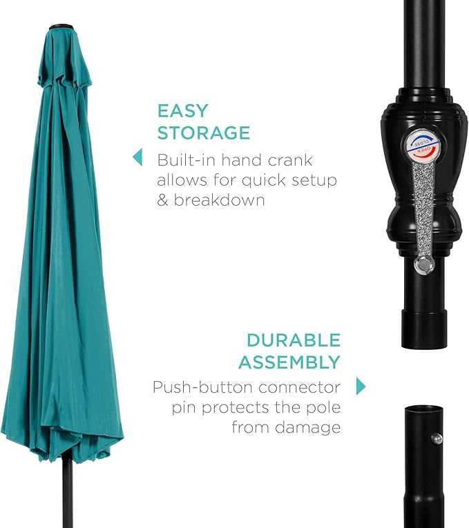 Best Choice Products 10ft Outdoor Table Compatible Steel Polyester Market Patio Umbrella w/Crank and Easy Push Button Tilt