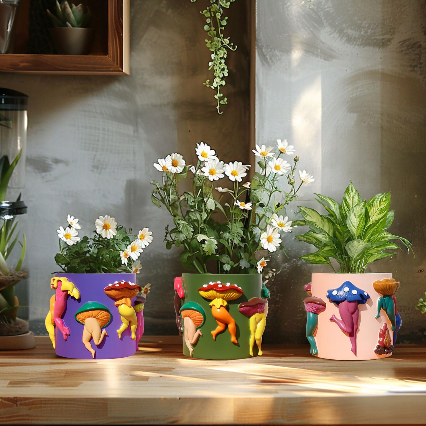 GUGUGO Mushroom Female Body Planters, Unique Dancing Lady Flowers Planter, Cute Quirky Butt Plant Pots for Indoor Plants, Funny Succulent Flower Pot for Home Decor, Eclectic Aesthetic Gift, Purple
