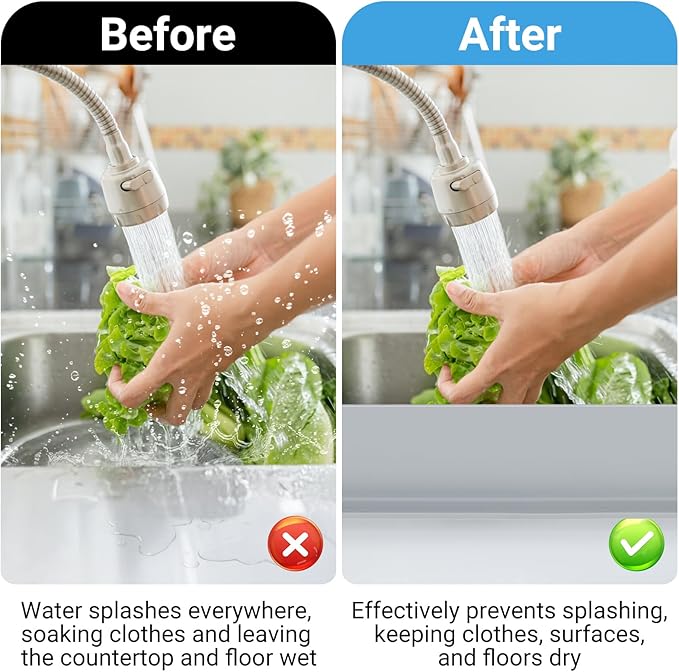 19.29 inch Kitchen Sink Splash Guard, Silicone Sink Baffle Splash Guard
