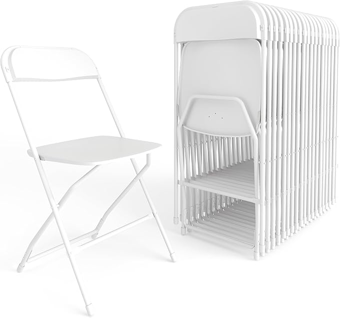 Flash Furniture Hercules Series Plastic Folding Chair - White - 20 Pack 650LB Weight Capacity Comfortable Event Chair-Lightweight Folding Chair