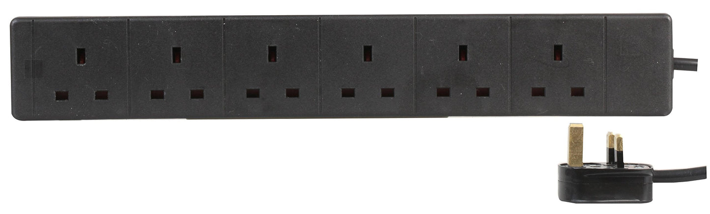 PRO ELEC pl11242 13 A 1 m 6 Way Gang Power Mains Extension Lead Cable - Black
