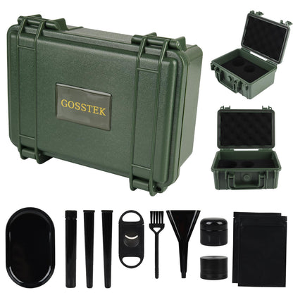 Gosstek Travel Storage Safe Locking Dry Box with 10 PCS Accessories, Durable Airtight ABS Hard Case – Heavy Duty Organization Container for Travel & Home, Great Gift Choice. Green