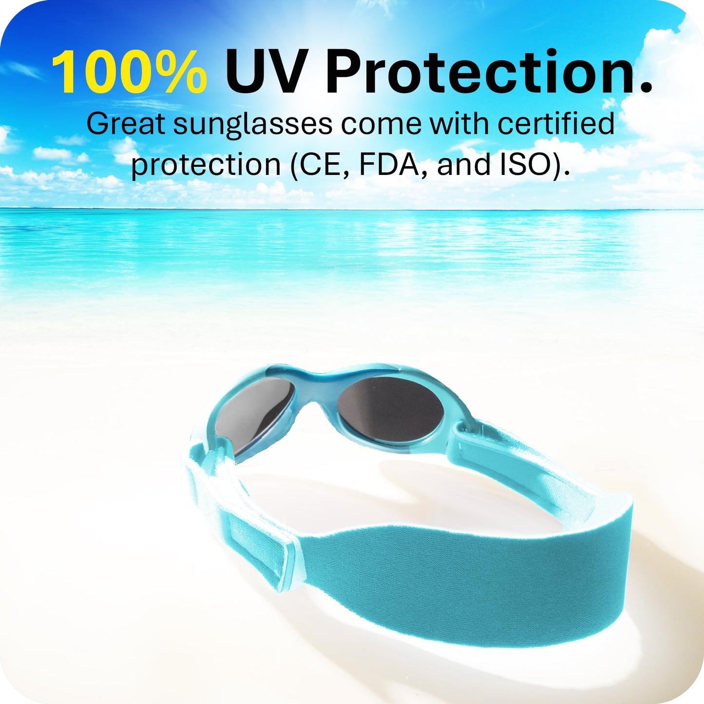 Mausito BABY sunglasses boy 0-18 months | Flexible BPA-Free infant sunglasses | Adjustable strap & soft nose pad | 100% UV Protection Baby Sunnies | Comparison winner | European design made