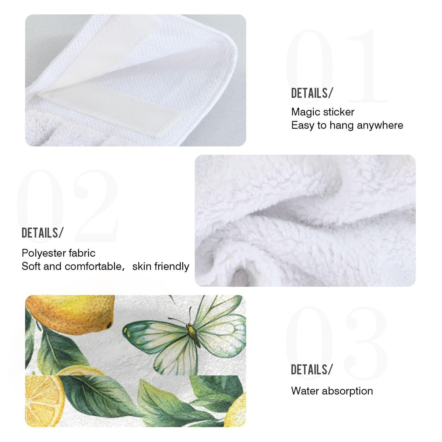 Boccsty Lemon Hanging Kitchen Towels 2 Pieces Summer Lime Tree Branch Dish Cloth Tie Towels Hand Towel Tea Bar Towels for Bathroom Farmhouse Housewarming Tabletop Home