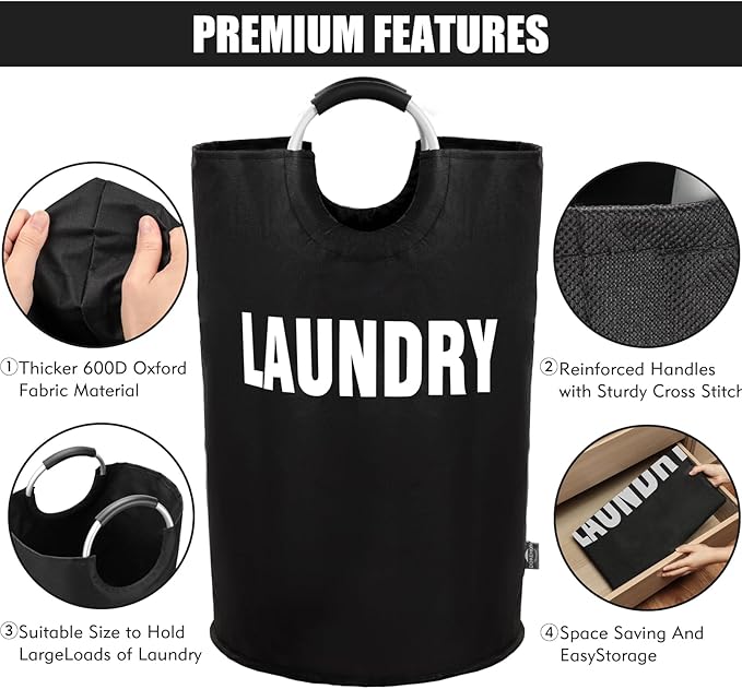 DOKEHOM 160L XX-Large Laundry Basket, Collapsible Laundry Bag, Foldable Laundry