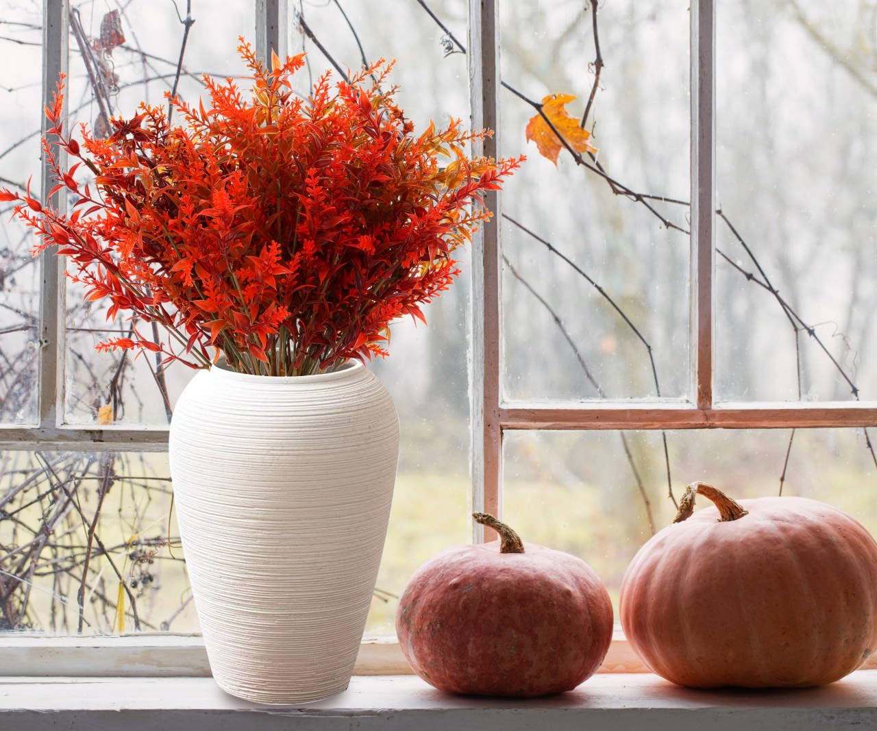 HBell 12 Bundles Artificial Fall Flowers No Fade Faux Autumn Plants,Fake Indoor Outdoor Greenery for Thanksgiving Christmas Wedding Party Home Garden Décor (Autumn)
