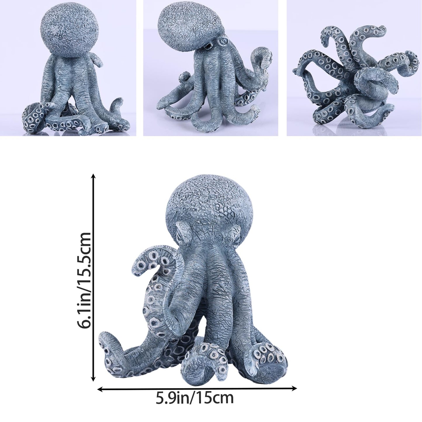DOVDOV Blue Octopus Decorative Sculpture, Modern Art Octopus Sculpture, Coastal-Themed Home Decor, Suitable for Office Bookshelves, Living Room Coffee Tables, and Entryway Displays.