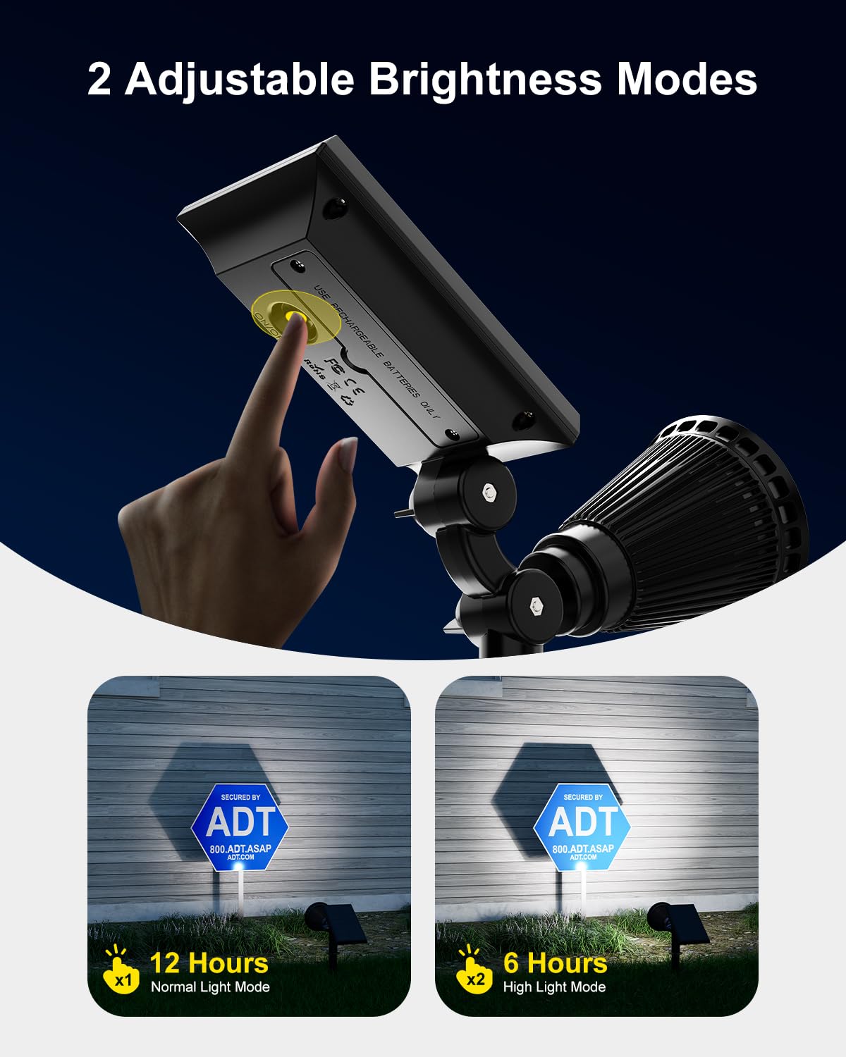 FALOVE Solar Spot Lights Outdoor Waterproof for Flag, Palm Tree, Pole, Sign, Statue, Mailbox, Bright LED Outside Landscape Flood Spotlights for Accent Uplighting Yard, Garden, House, Backyard, Patio