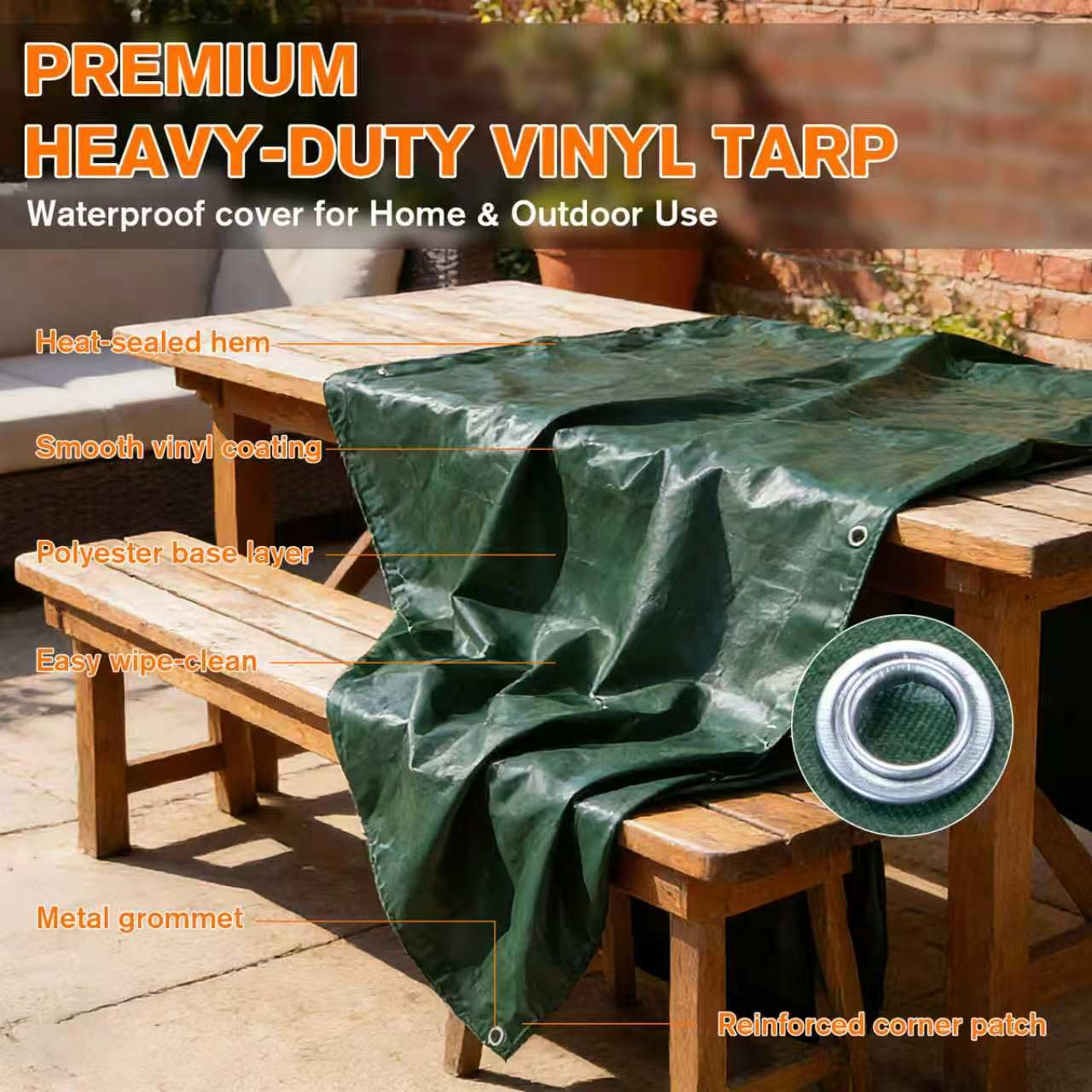 NORSGATEN 22 Mil Heavy Duty Vinyl Tarp,20x30 FT Fully Waterproof Reversible Poly Tarp with Metal Grommets, All-Weather Fade Resistant Outdoor Cover for Equipment, Truck, Roof & Woodpile,Garden Plants