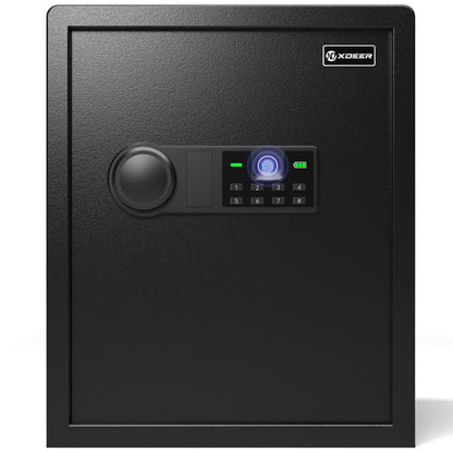 XDeer Biometric Safe Box, Quick-Access Security Safe Box with Upgraded Fingerprint, Steel Handgun Safe Lock Box for Kid/Home/Office/1PCS (1.69 Cubic Feet)