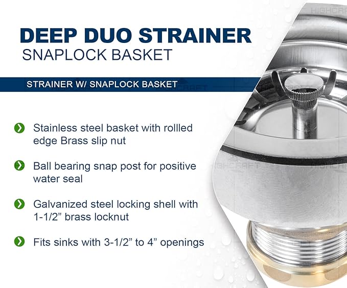 Highcraft 9754 Kitchen Sink Stainless Steel Drain Assembly