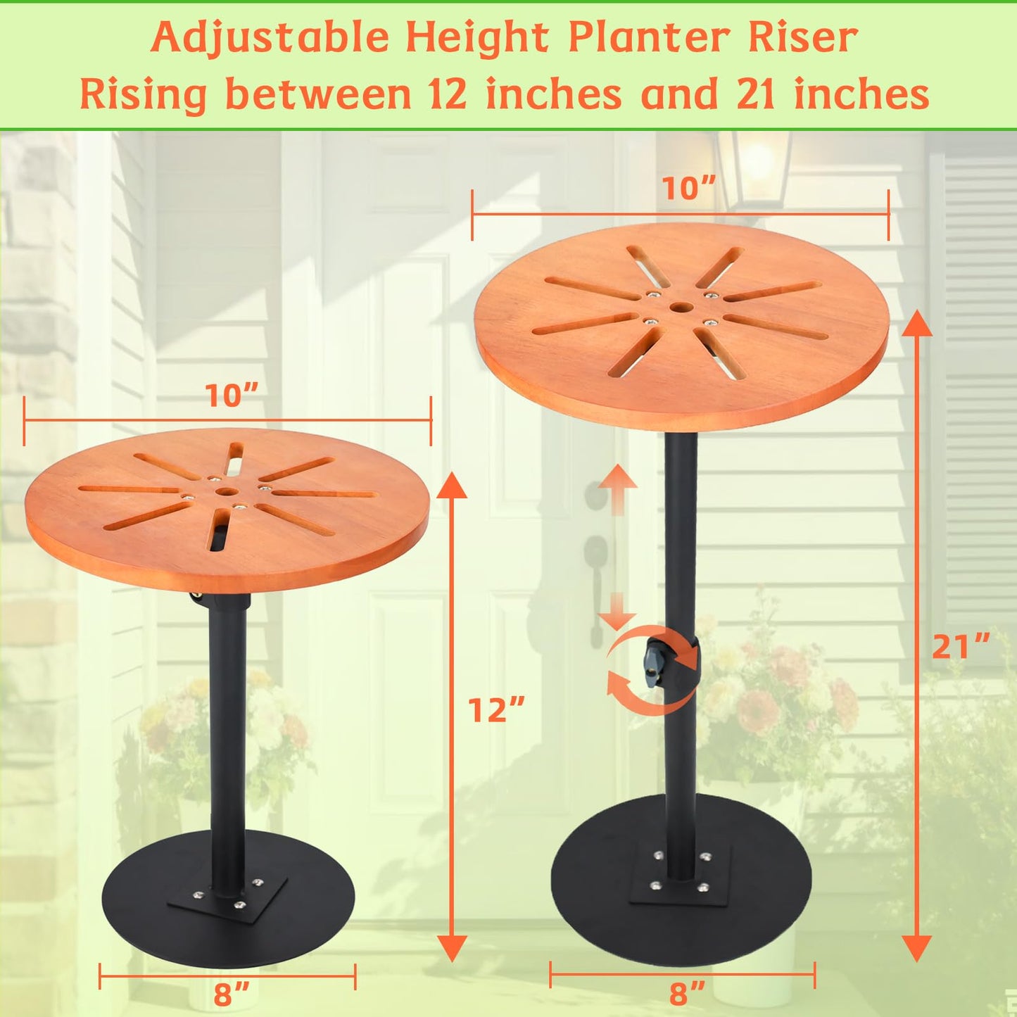 EXCELFU Adjustable Plant Risers for Inside Pots,12-21” Planter Inserts for Large Pots,Planter Filler Lift Insert Bottom of Tall Flower Pot and Large Plant Containers,8" Base, 10" Top-2pack