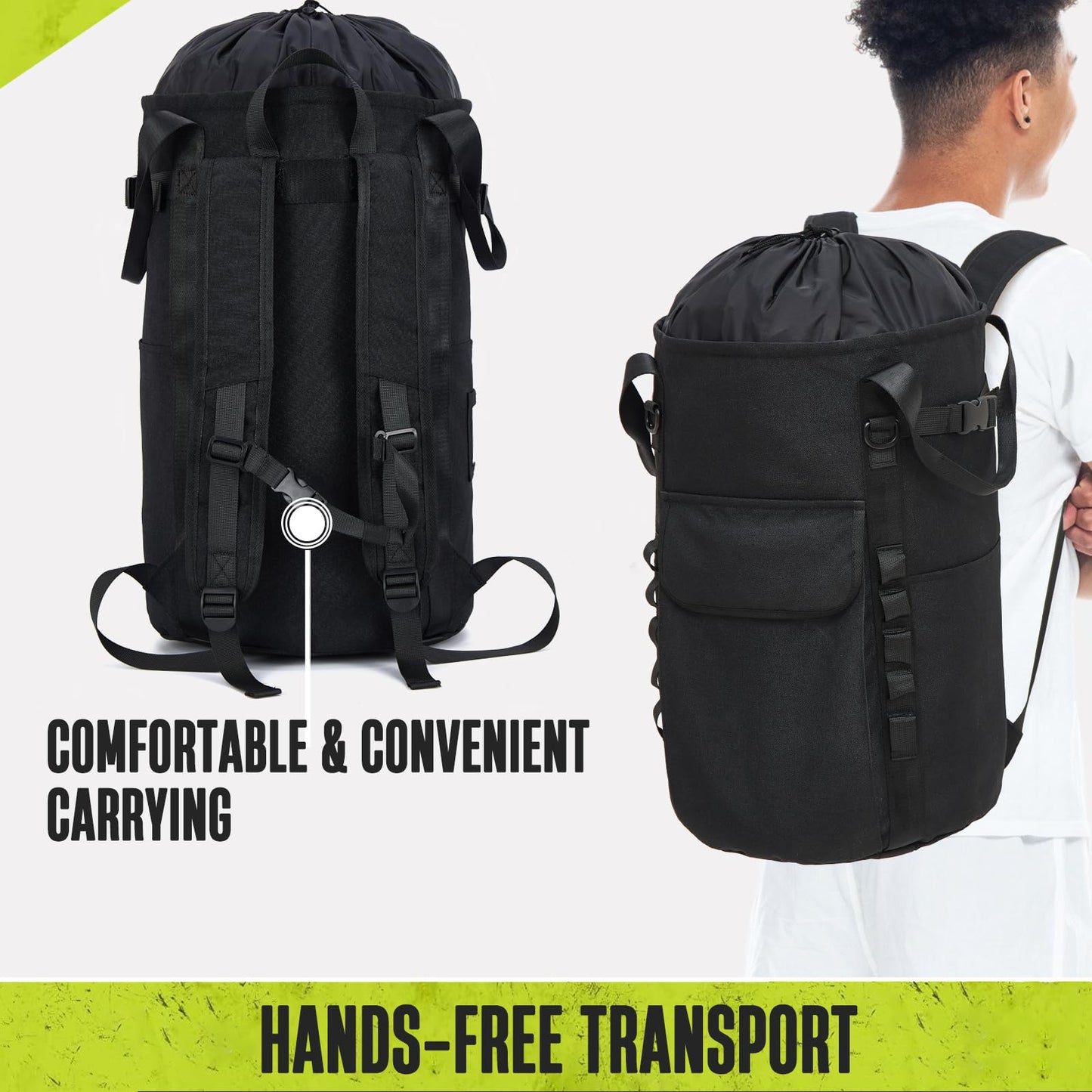 PAMLIAPY Arborist Rope Bag, 35L Tree Climbing Rope Bag, Arborist Equipment Bucket Backpack, Arborist Gear Carrier Bag with Side Pockets, Tough Rock Climbing Backpack, Rock and Tree Climbing Gear