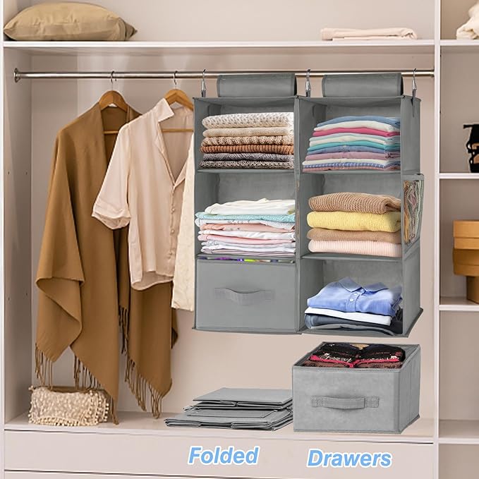 punemi 3-Shelf Hanging Closet Organizer, 2 Pack Closet Hanging Organizer