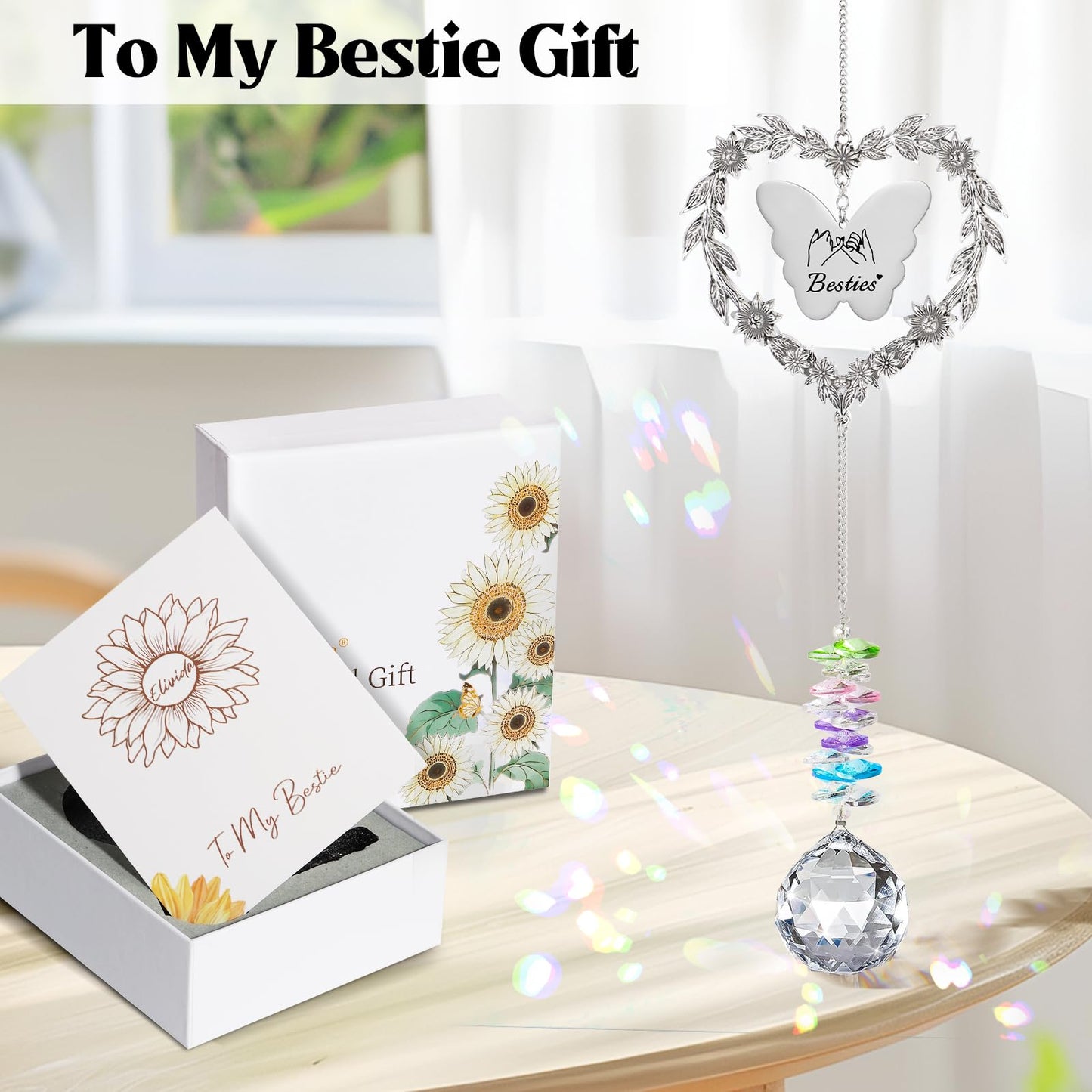 Best Friend Friendship Suncatcher Gifts for Women, Bestie Crystal Ornament