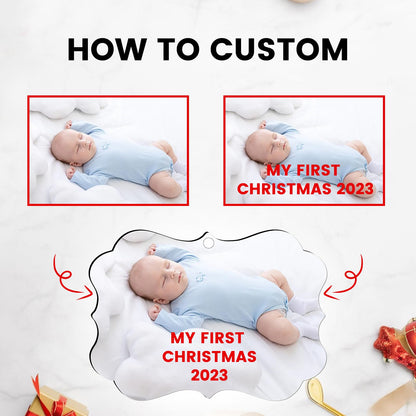 Personalized Family Christmas Ornaments 2026, Custom Photo Ornaments for Christmas Tree Decorations, Baby Shower, Engaged, Married, Family, Friends, Wood Keepsake Gift