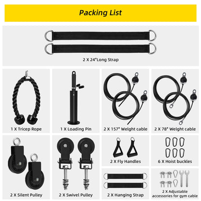 LAT Pulldown Pulley System for Home Gym Cable Machine Pulley Attachment Set Power Cage Weight Lifting Workout Kit