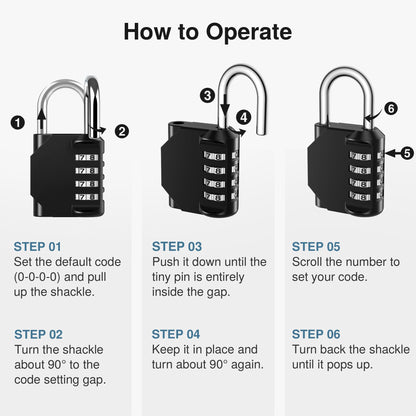 Puroma Combination Lock 10 Pack 4 Digit Waterproof Locker Locks Secure Outdoor Padlock for Gym Lockers, Toolboxes, Gates, Fences, Storage, Sports Locker, Cabinets (Black)