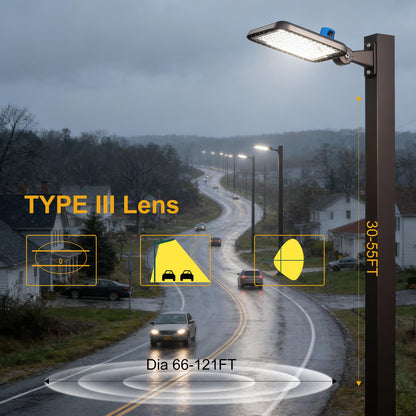 400W LED Parking Lot Lights Outdoor 100000lm(250LM/W) IP65 Commerical LED Parking Lot Lights with Smart Photocell 6KV SPD 5000K Arm Mount Flood Lighting for Parking Lot, Roadways,Stadium,Yard,-2Pack