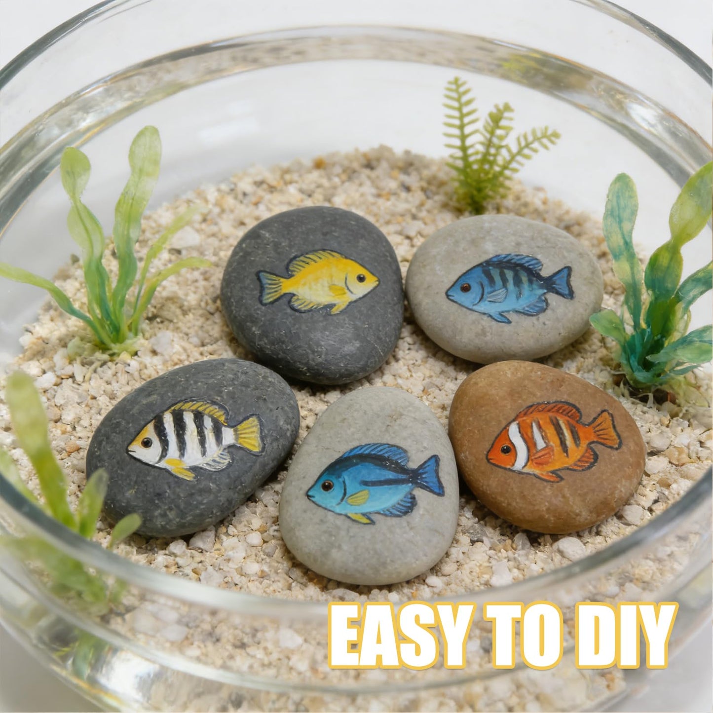 Wuyituart 4LB Large Rocks for Painting, 3-4 Inch Natural River Rocks, Decorative Stones for Fish Tank Aquarium Fountain Garden Arts Crafting